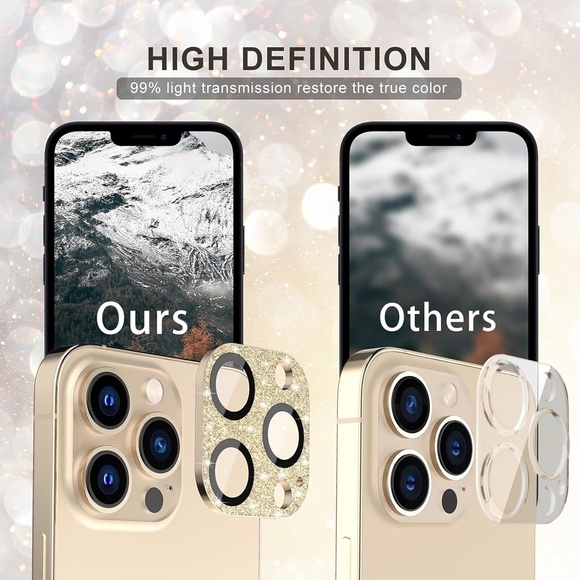 iPhone 13 Pro Glitter Camera Lens Cover + Lens Screen Protector, For 6.1 & 6.7 - Picture 4 of 9